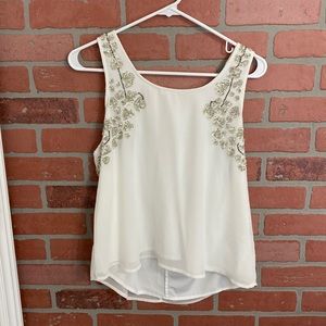 White sequins beaded shirt